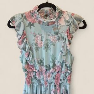 Elegant Floral Ruffle Blouse